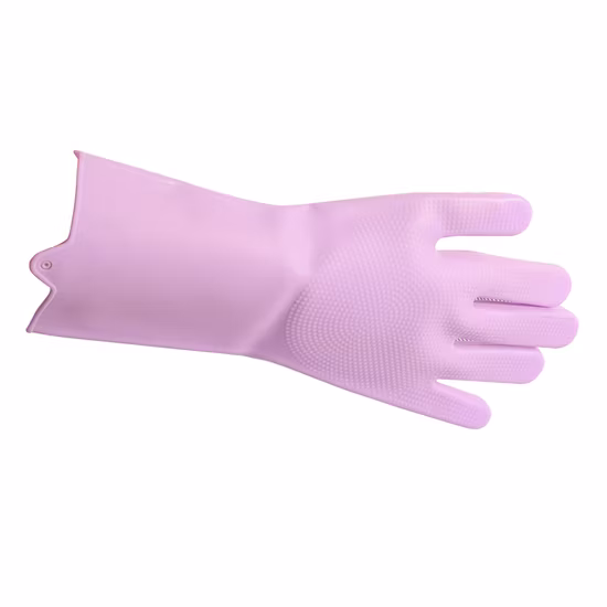 Guantes para lavar platos del trabajo de la goma de silicona de la categoría del alimento para animales del cuarto de baño de la cocina